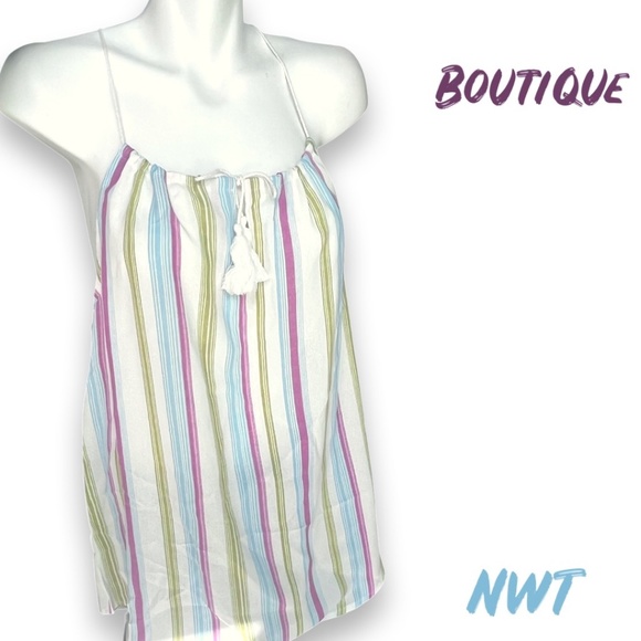 NEW Multicolor Striped Tank Top With Keyhole - Picture 4 of 9